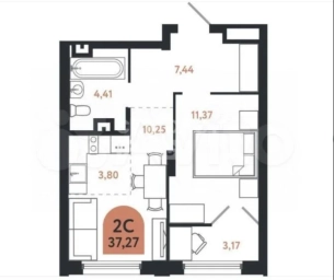 2Е кв-ра ЖК 1604 ипотека 3,5% 37,3 кв.м.  6210000 руб. в новостройке центральной части города Томска квартал 1604